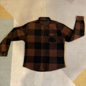 Nomad Men's Casual Button Down Shirt - Brown and Black Plaid